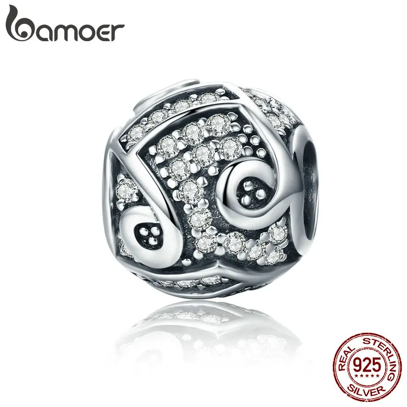 Подлинные искусственные серебряные бусины BAMOER SCC608 с музыкальной мелодией|beads