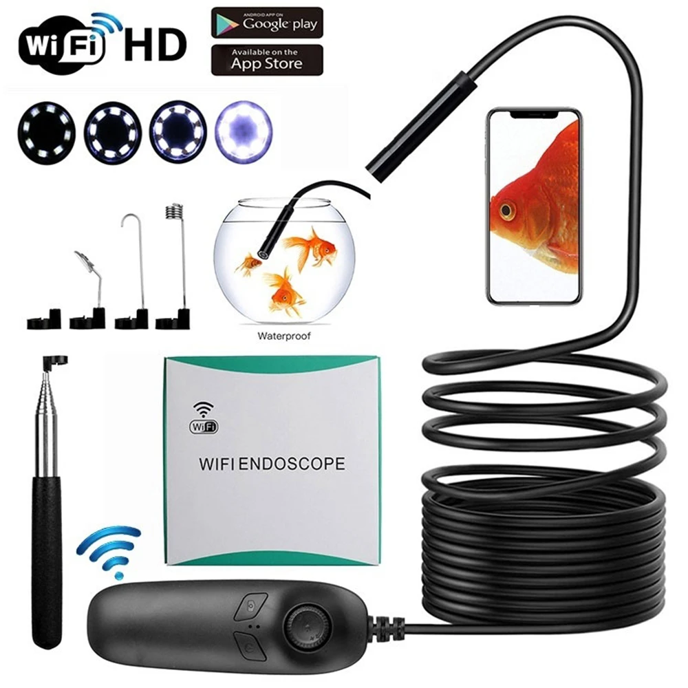 

1200P Telescoping Wifi Endoscope Inspection Camera IP67 Waterproof 2.0MP Semi-Rigid WiFi Borescope With 8 LED For iOS Android