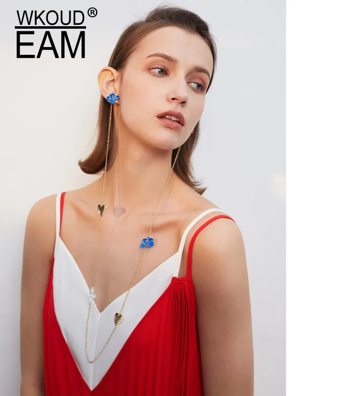 

WKOUD EAM 2019 New Woman Heart Shape Tassel Brief One-piece Earrings Fashion Female Jewelry Accessories Party Gift 6#JY578