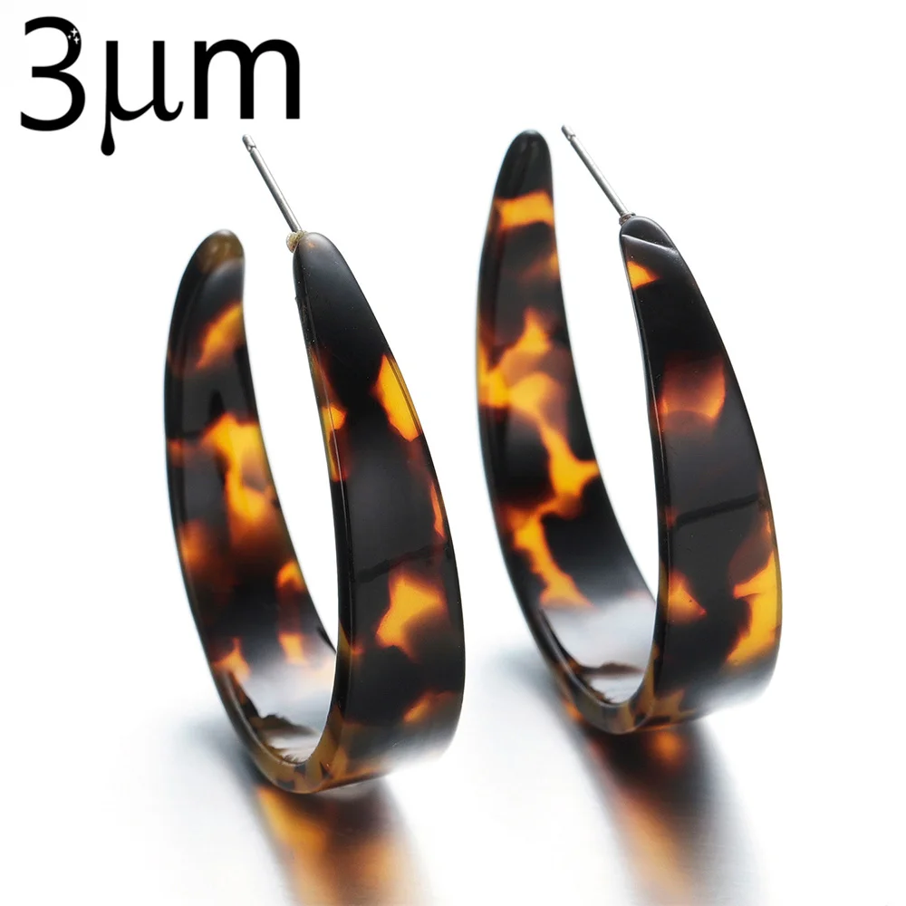 

3UM Fashion Big Earings Earring Geometric Oval New Women Stud Earrings Large Color Block Leopard-print Tortoiseshell Jewlery