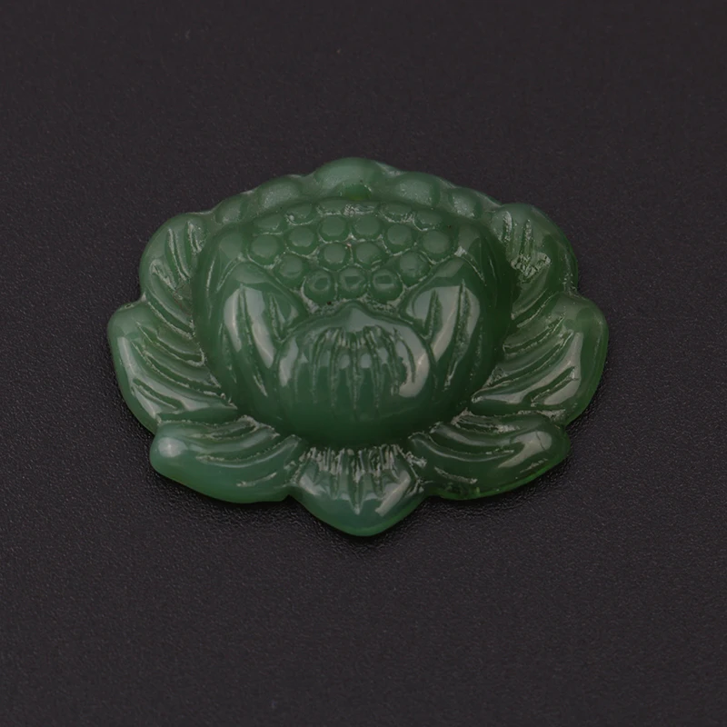 

1pc Hand-carved Lotus Flower Natural Green Jadeite Jewelry Pendant
