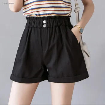 

Elastic Waist Summer Shorts For Women 2019 Casual Fashion Loose Streetwear Short Pants Ladies White High Waist Shorts Femme