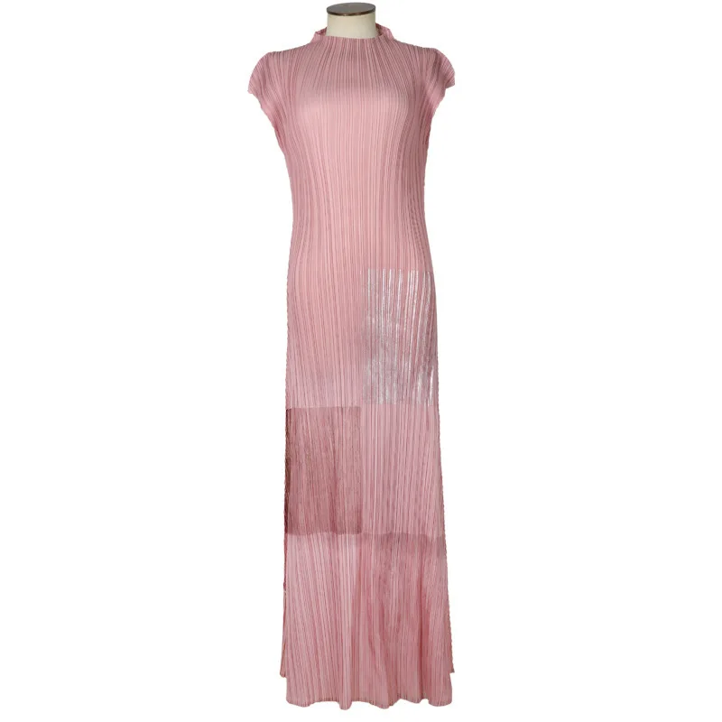 LANMREM Новое модное повседневное темпераментное женское свободное плюс Плиссированное одноцветное платье с коротким рукавом TC178