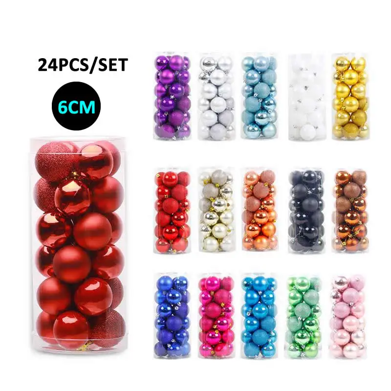 

24pcs/Lot Color 6cm/2.4Inch Christmas Tree Decoration Ball Ornaments Hang Shiny Bauble Ball For Home House Bar Party Decoration