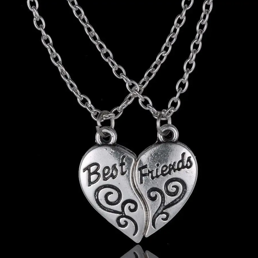Bespmosp 2 шт. лучшие друзья навсегда BFF головоломка ключ замок сердце ожерелье подвеска дружба полосы шаблон массивные ювелирные изделия колье - Окраска металла: Pattern