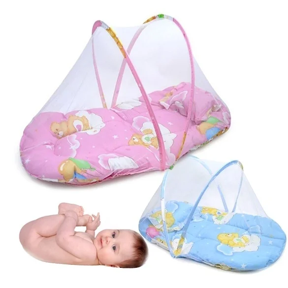 Портативный складной для детей, младенцев, новорожденных кровать в горошек на молнии антимоскитная палатка кроватка спальная Подушка складной портативный