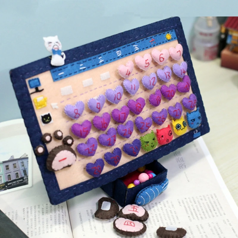 

Creative Cute Calendar DIY Felt Applique Ornament Kit Handmade Felt Needlework Environmental Material Calendar Creative Gift