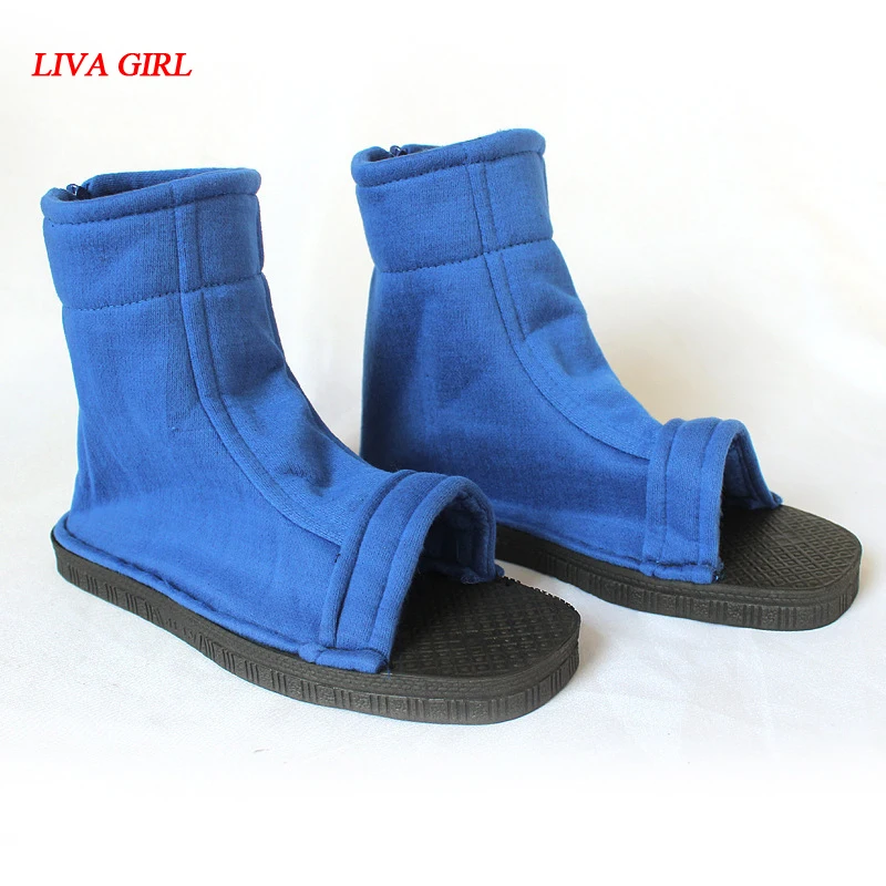 comprar Sapatos Cosplay Naruto Konoha Ninja Aldeia Superior Sandálias Botas Preto Azul Trajes de Presente