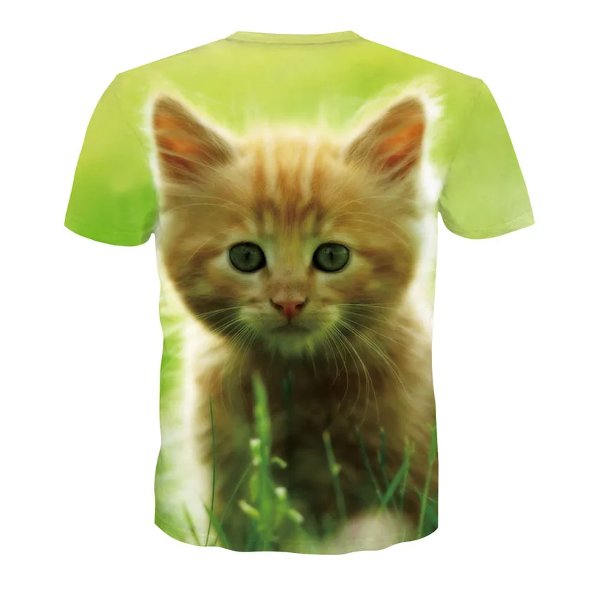 Мужская Повседневная футболка с коротким рукавом и 3D рисунком животного и котенка, Высококачественная футболка с изображением кота harajuku