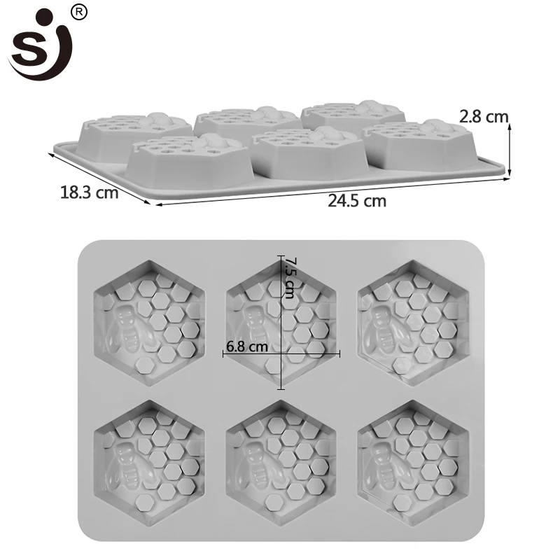 SJ Honey Bee Wedding Silicone Soap Mold 6 Forms For Crafts Cube Multi DIY Handmade Soap Making Supplies Material Tools