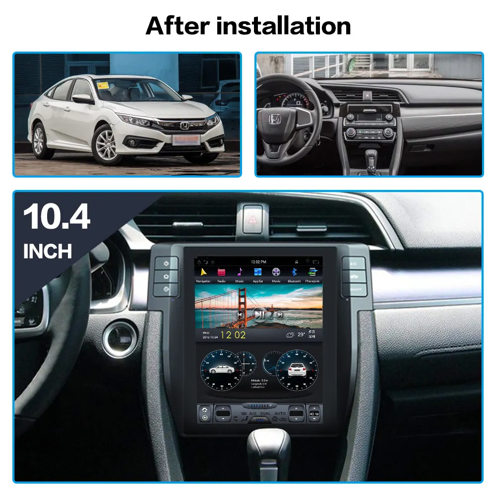 Автомобильный Радио плеер Tesla экран для Honda Civic gps навигация магнитофон головное устройство мультимедийный плеер Android 6,0