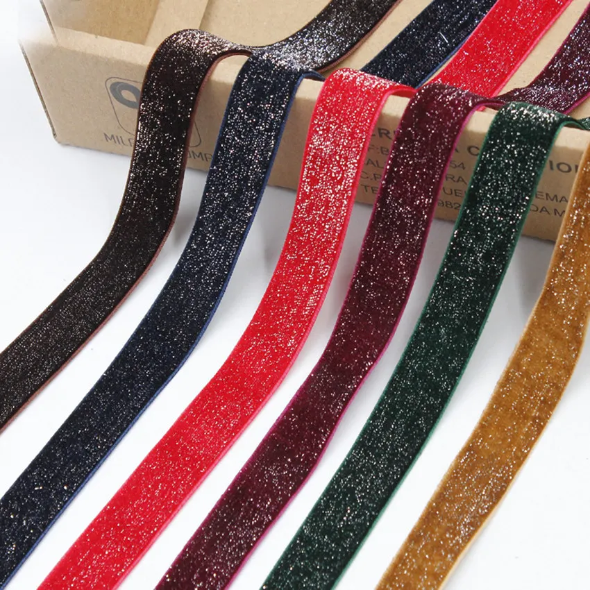 

5 Yard 5/8" 1.5mm Metallic Glitter Elastic FOE Spandex Satin Bands Hair Tie Headband Lace Trim Tutu Dress DIY Sewing
