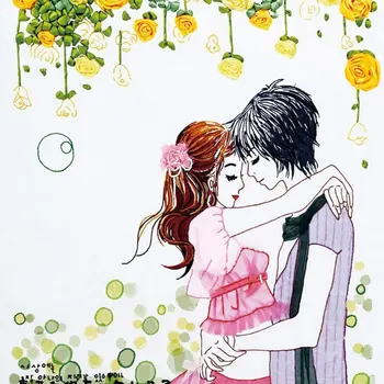 

75X60cm Cartoon couple DIY 3d Cross Stitch Kit Needlework Unfinished Ribbon Embroidery Painting Stitching Handicraft Gift