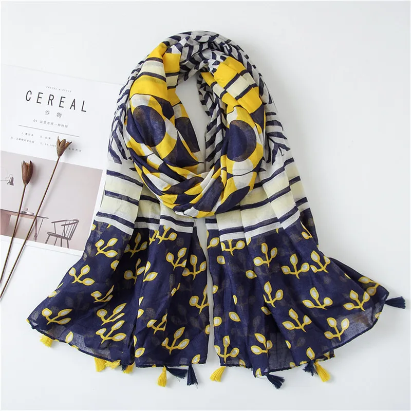 Женская мода Геометрическая кисточка шаль из вискозы шарф Печать Echarpe Foulard Femme