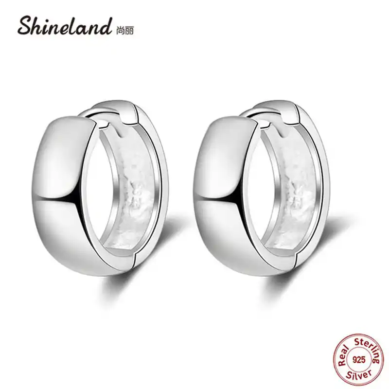 Shineland панк простые 925 Серебряные маленькие круги Huggie Hoop Серьги для женщин мужчин Brinco Bijoux Модные Ювелирные изделия Подарки
