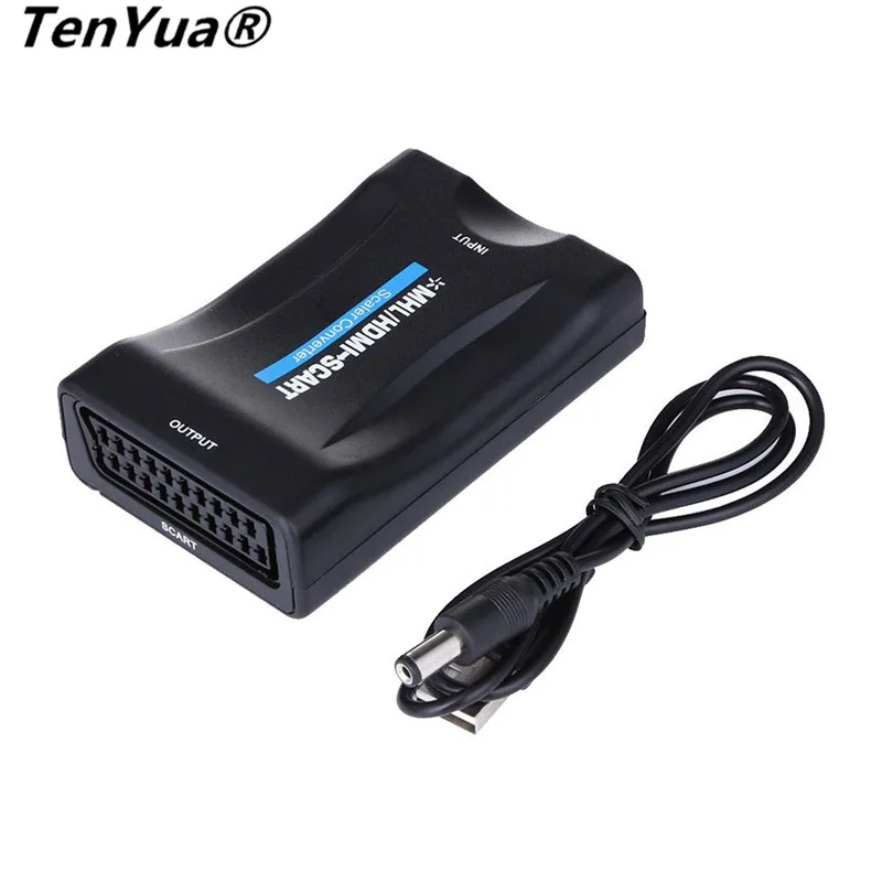  TenYua Ingresso HDMI A SCART Convertitore 1080 P AV Segnale Adattatore Video Audio di Alto Livello 