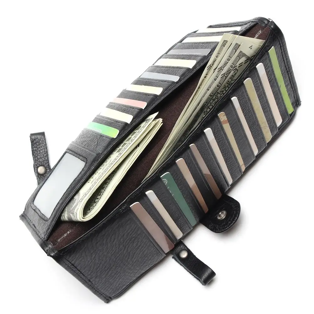 Продажа Мужской кошелек из 100% натуральной кожи черного цвета большой вместимости мужские винтажные Ретро кошельки