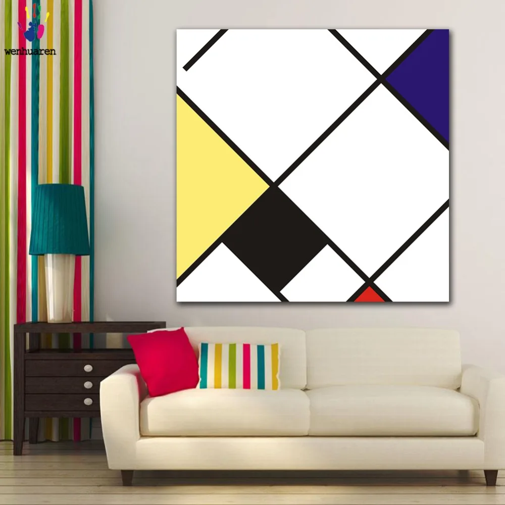 

DIY colorings pictures by numbers with colors Mondrian geometric composition picture drawing painting by numbers framed