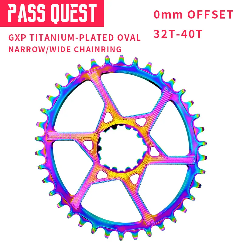 

PASS QUEST GXP Titanium-plated Oval 0mm Offset 32T-40T MTB Narrow Wide bicycle Chainring for Sram GX XX1 eagle X01 X9 crankset