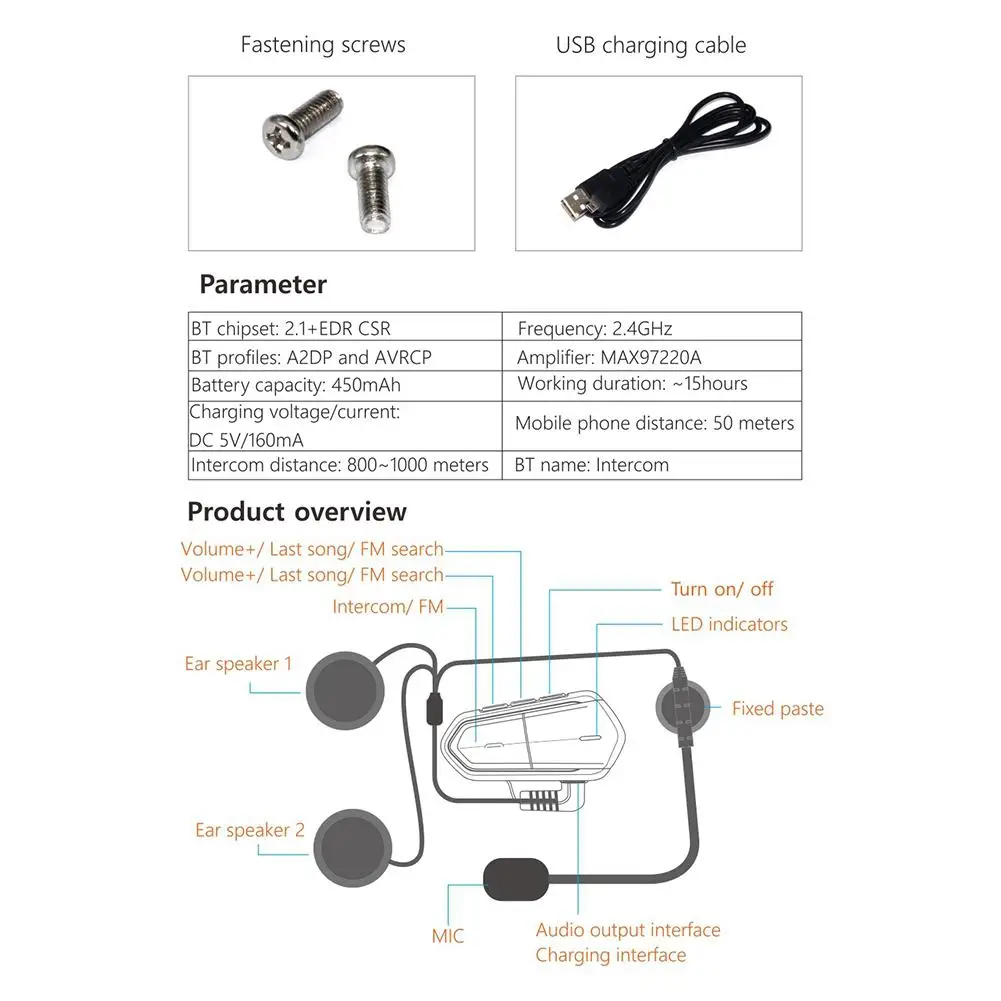 EastVita Bluetooth мотоциклетный шлем Интерком гарнитура домофон FM рация