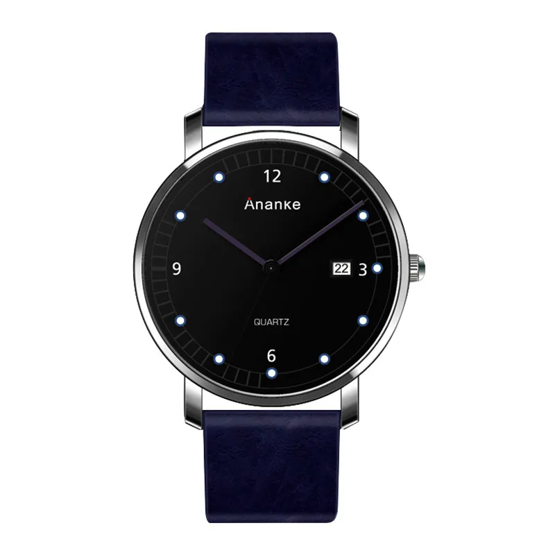 

2018 Orologio Uomo Genuine Leather Waterproof ANANKE Man Watches Erkek Saat Casual Quartz Wristwatches Relogio Masculino Clock