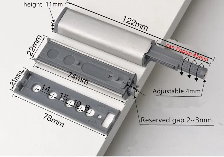 20 шт./лот стоппер для двери шкафа ловит Нержавеющая сталь толчок, чтобы открыть сенсорный демпфер буферы мягкий тихий ближе мебельная фурнитура