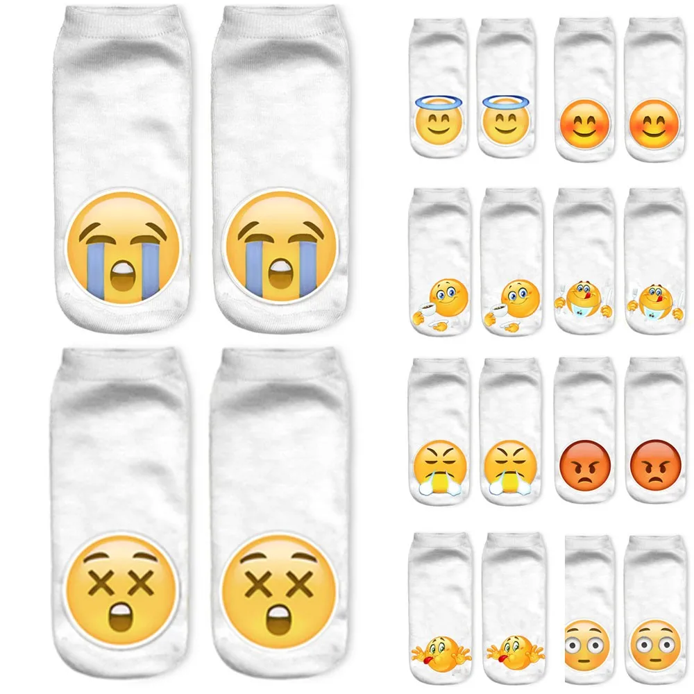 

2017 HOT 3D Emoji Socks Womens Mens Fashion Cotton Socks Casual Unisex Boat Socks Pattern Meias Feminina Funny Low Ankle Socks