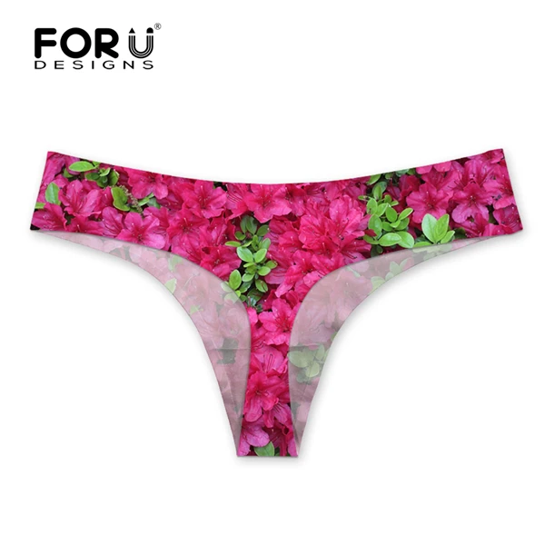 FORUDESIGNS/Модные женские брендовые стринги с 3D красными цветочными листьями, для фитнеса, нижнее белье, невидимые женские щипцы, трусики - Цвет: C0652AY