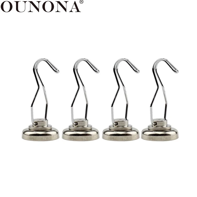 

OUNONA 2 Pcs Magnetic Hooks Refrigerator 360 Degree Swivel Durable Heavy Duty Magnets Holder Key Hooks Magnets Hangers for Home
