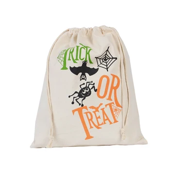 

100pcs/lot 12styles new Halloween treat or Trick cotton canvas good quality Halloween bags pumpkin spider bag for kids