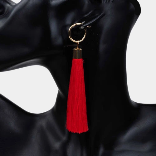 Amtal Women Metal Hoop with Long Tassel Earrings (2)