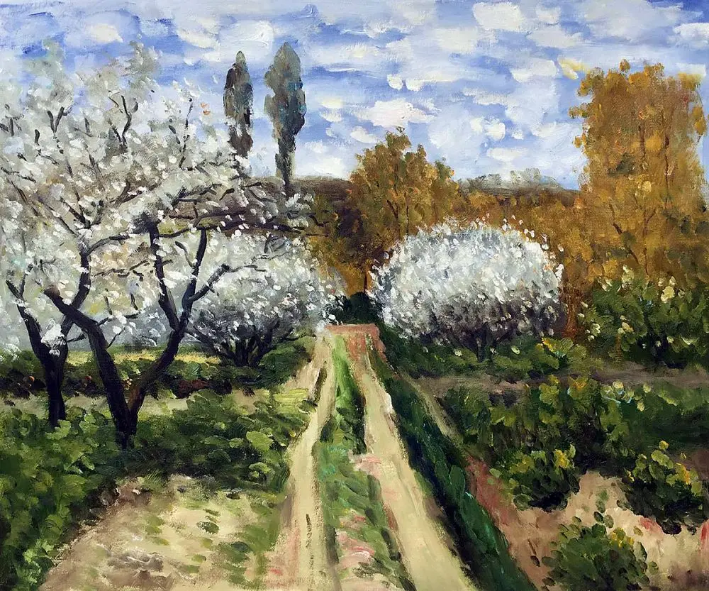 

Handpainted Claude Monet Landscape Wall Art Trees in Bloom Painting Frameless Canvas Oil Painting Living Room Decor