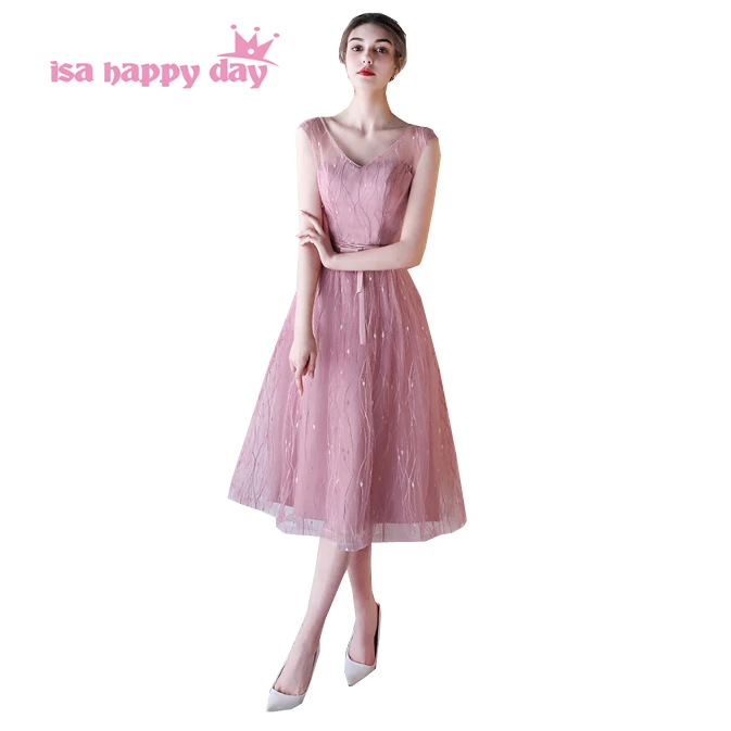 

blush fashion new arrivals maid of sister bridesmaid short party tulle dress tea length dresses ball gown for weddings H4063