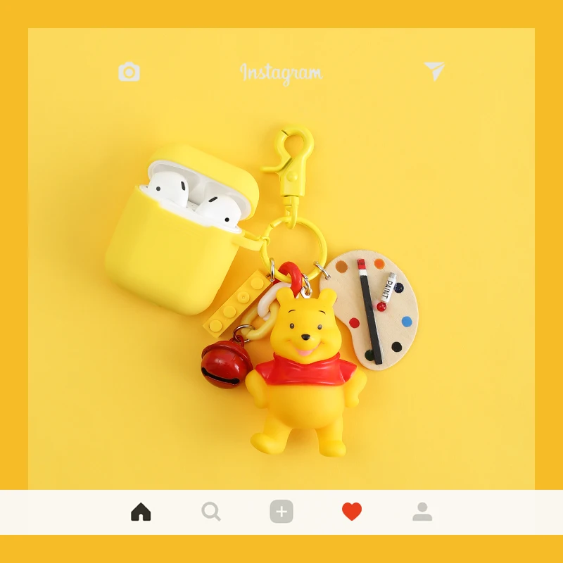 

Cute Cartoon Winnie Silicone Case for Apple Airpods Case Accessories Bluetooth Earphone Protective Cover Lovely Bear Key Ring