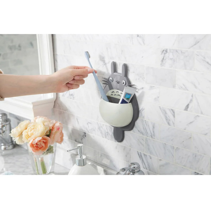 Хорошее качество МИЛЫЙ Тоторо ванная комната стеллаж для хранения ключ держатель кухня крюк Вакуумные присоски коробка для хранения на стене двери холодильник