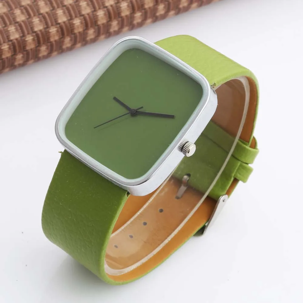 

WOMAGE Watch Fashion Girls Watches Green Leather Watch Women Square Watches Ladies Watches Quartz montre enfant relogio feminino