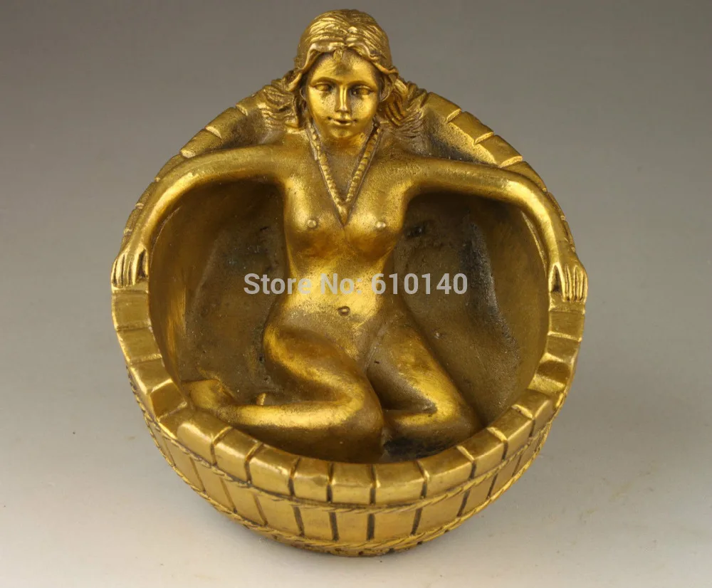 

Vintage Handmade Collection Old Statues Vivid Brass Casting Nude Bathing