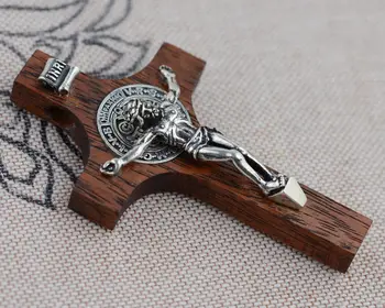 

Cross Pendant S925 siver inlaid mahogany pendant pendant Unisex Jesus imported from Thailand