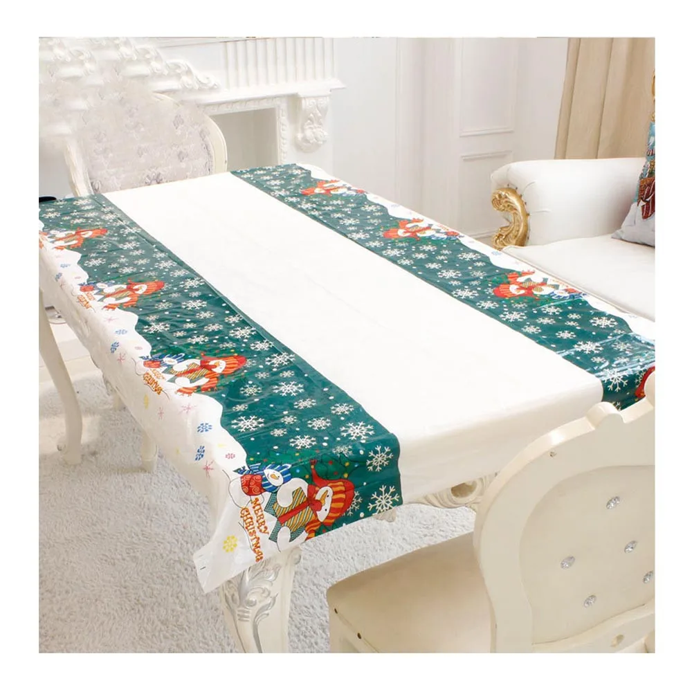 

Disposable Merry Christmas Rectangular Printed PVC Cartoon Tablecloth 110*180cm Christmas Decorations For Home C30424