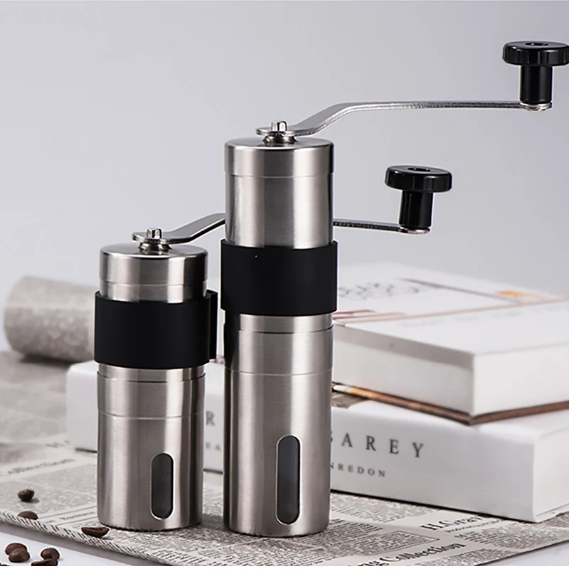 

Silver Coffee Grinder Mini Stainless Steel Hand Manual Handmade Coffee Bean Burr Grinders Mill Kitchen Tool Crocus Grinders