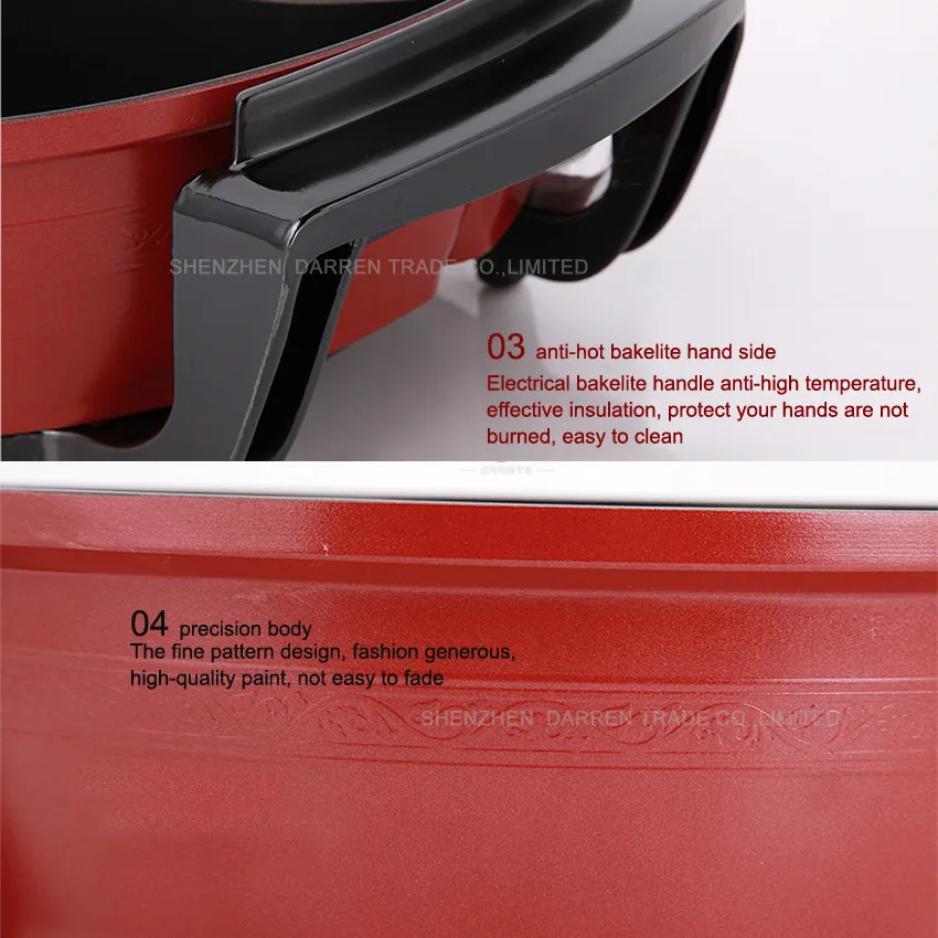 Elétrica de Alta Qualidade Multifuncional Panela Quente Yuanyang Pot Casa Não-vara Panelas 1pc 220v 1500w 6l 9 Pan. multifunc.
