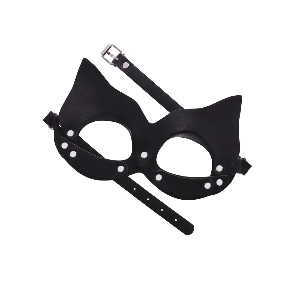 Сексуальная Женская Связывание PU кожаная маска для глаз кошачий капюшон Половина лица Карнавальная маска на Хеллоуин бондаж Фетиш ролевые игры костюм вечерние БДСМ