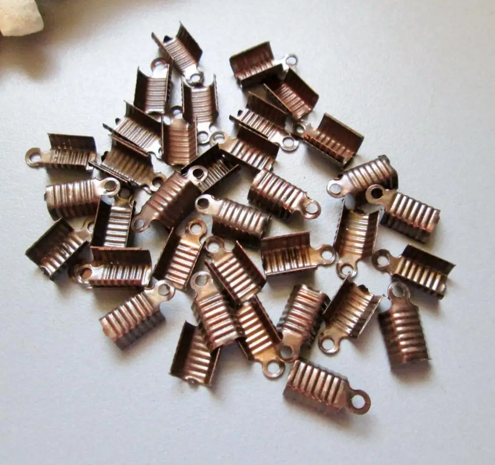 14 pcs Antiqued Copper Tone Base Metal Cord Ends 12 mm, Lead, Nickel