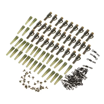 

120pcs/30Set Fishing Set Safety Lead Clips Tail Rubber Tubes with Pins Quick Change Swivels Carp Fishing Terminal Tackle