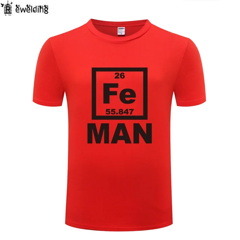 Iron Man FE Periodic Elements Table T Shirt Men Funny Cotton Short Sleeve Tshirt Streetwear Novelty Man T-Shirt Top Tee Big Size