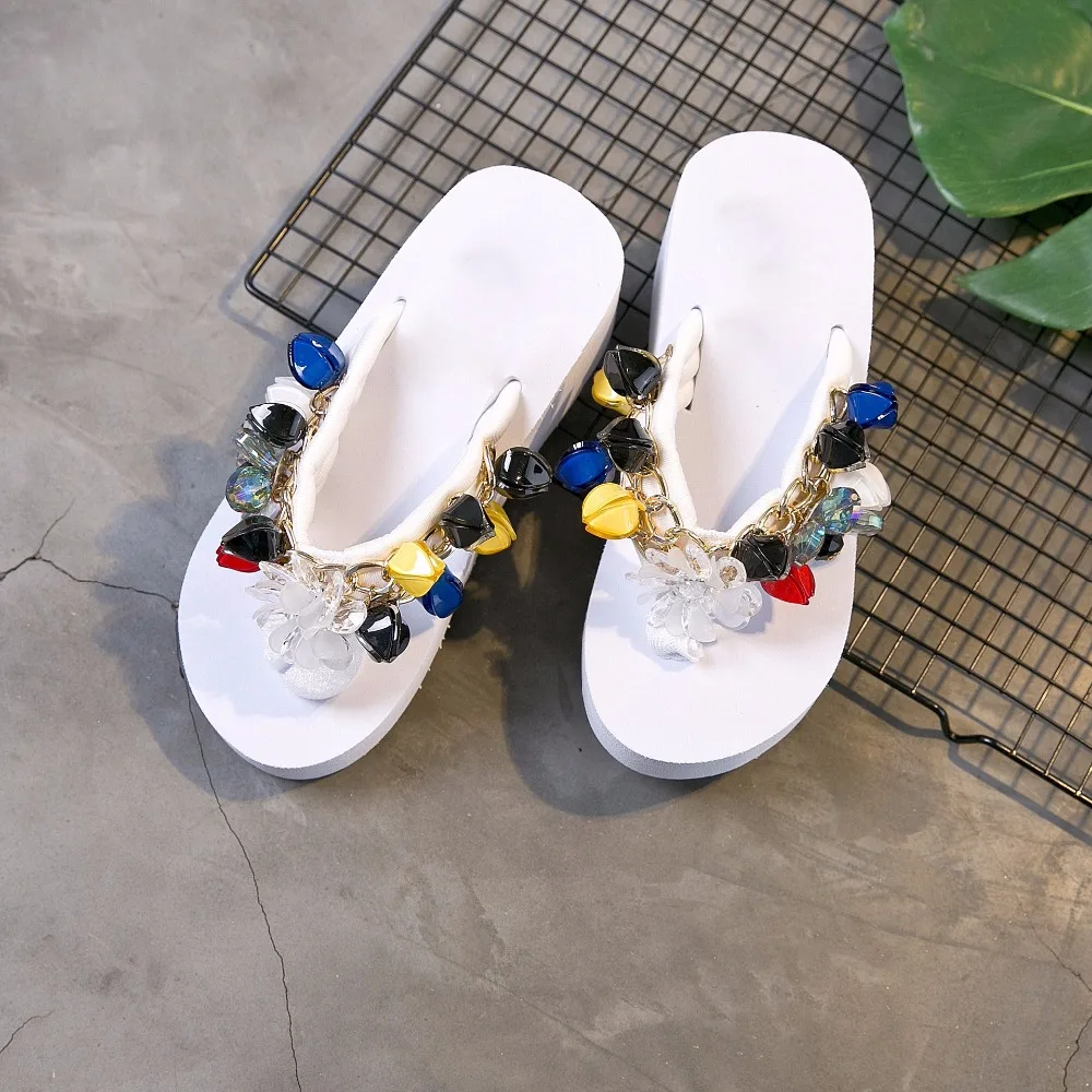 

Jookrrix 2018 Summer Fashion Brand Seaside Slides Girl Beach Slipper Shoes Women Lady Slides Mules Holiday Flip Flops Rhinestone