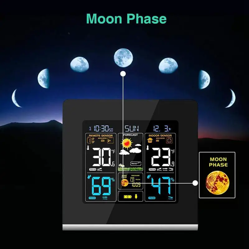 Беспроводная метеостанция, погодные часы, гигрометр Крытый Открытый термометр, метеостанция с Hd дисплеем Scre