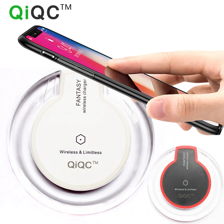 

QiQC Wireless Charger Universal Qi Wireless Charger Charging Pad For Iphone 8 8plus X for Samsung Galaxy S6 S7 Edge S8 Plus