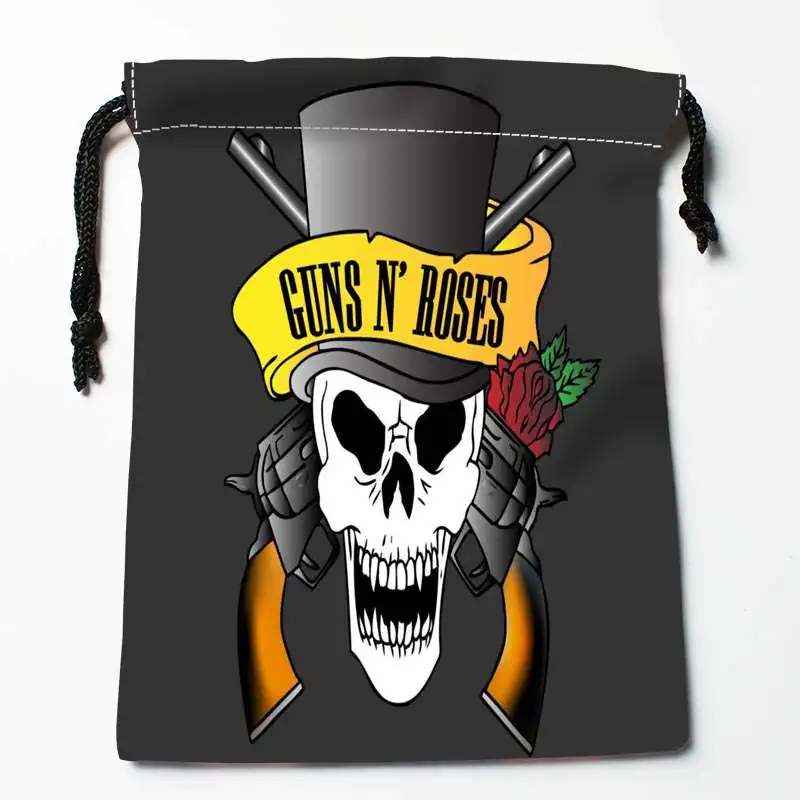 Новое поступление, сумки на шнурках с принтом «guns N' Roses», размеры 18X22 см, Мягкая атласная ткань, возможность хранения, сумка для хранения одежды, сумки для обуви