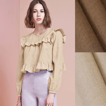 

150CM Wide 220G/M Thin Brown Beige Woool Linen Fabric for Summer and Spring Dress Shirt Clothes Pants DE692